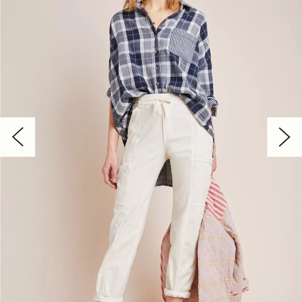 Anthropologie Women's Angela Cropped Cream Cargo Pants Size 27P